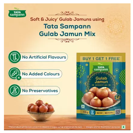 Десертний мікс Tata Sampann Gulab Jamun, без штучних ароматизаторів і барвників, 175 г   (комбінована упаковка 1 + 1 безкоштовно, по 175 г) 107 фото